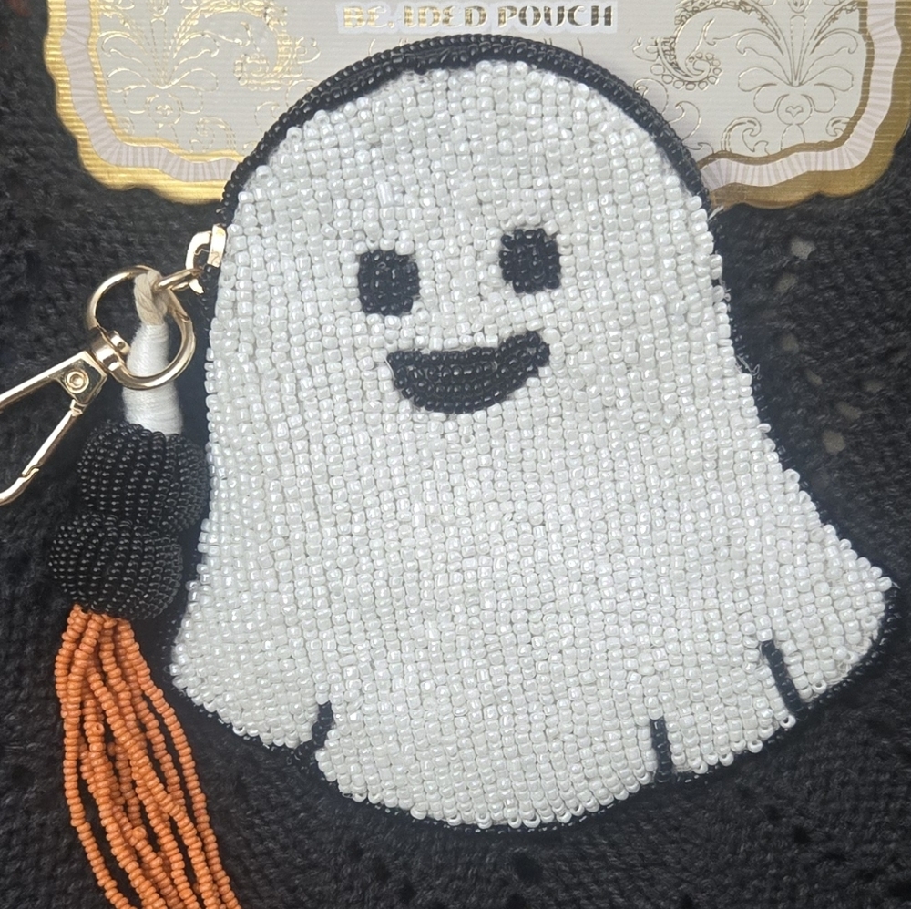 2 Wandering Moon Beaded Ghost Wallets Keychains with Tassels, New With Tags - Picture 2 of 4